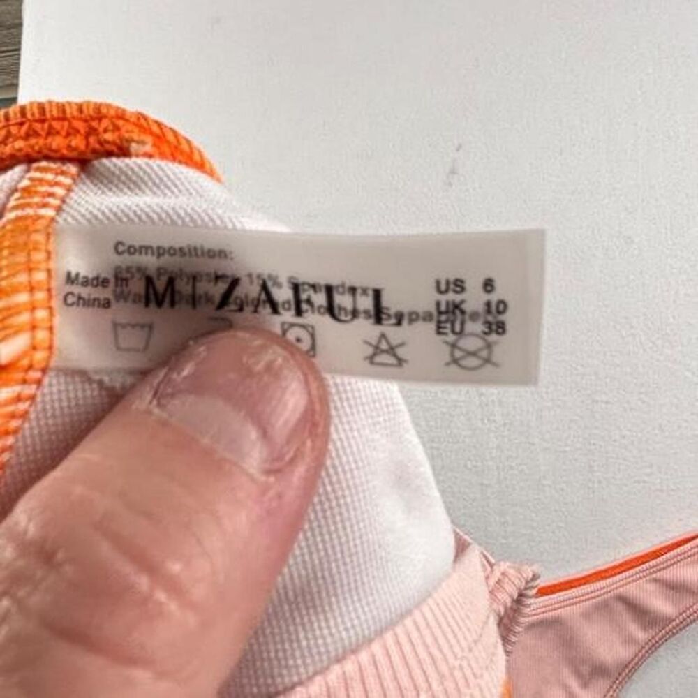 Zaful Colorblock Ribbed Bikini Set Orange Pink Lavender Women’s Size 6 - Picture 3 of 4